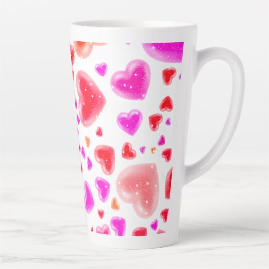 Tasse Latte L'amour, tant de coeurs, Blanc (Droite)