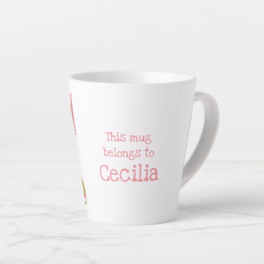 Tasse Latte L'animal ABC C est pour guépard latte (Angle droit)