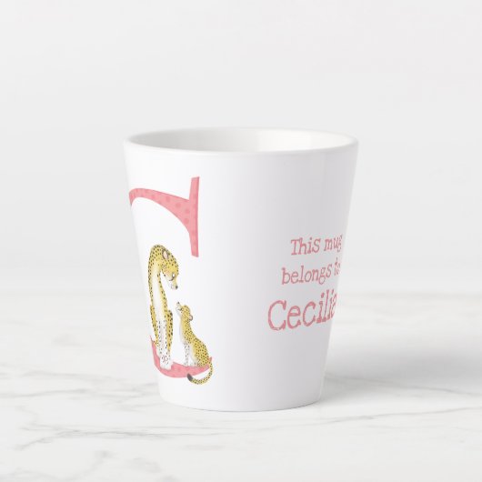 Tasse Latte L'animal ABC C est pour guépard latte (Devant)