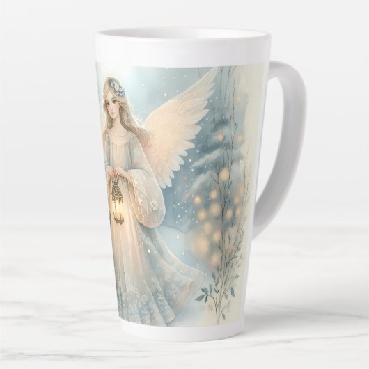 Tasse Latte Lanterne céleste d'ange d'hiver de grâce (Angle droit)