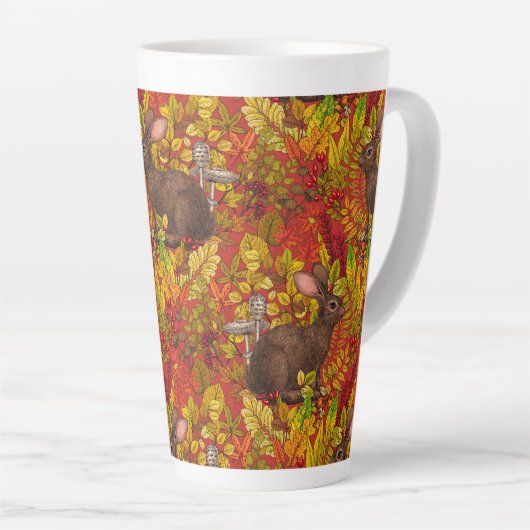 Tasse Latte Lapin d'automne en rouge (Angle droit)