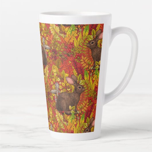 Tasse Latte Lapin d'automne en rouge (Droite)