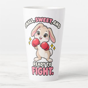 Tasse Latte Lapin de boxe mignon prêt à se battre