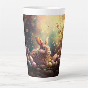 Tasse Latte Lapin de Pâques avec oeufs de Pâques