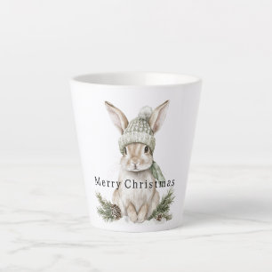 Tasse Latte Lapin de Pâques Chapeau Vert Noël