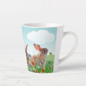 Tasse Latte  Lapin de Pâques Fleurs de Printemps  (Droite)