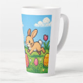 Tasse Latte lapin de Pâques mignon 8 bits (Angle droit)