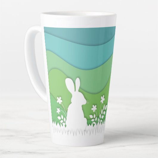 Tasse Latte Lapin de Pâques, oeufs cachés dans la nature print (Angle gauche)