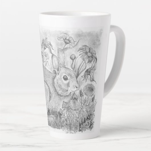 Tasse Latte Lapin en fleurs (Angle droit)