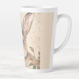Tasse Latte Lapin Vintage, Lapin Mignon, Motif Fleurs