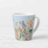Tasse Latte Lapin Whimsical Blue Chinoiserie Floral Bunny La (Angle droit)
