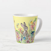 Tasse Latte Lapin Whimsical Chinoiserie Jaune Lapin Floral (Angle droit)