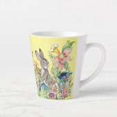 Tasse Latte Lapin Whimsical Chinoiserie Jaune Lapin Floral (Droite)
