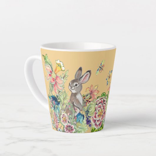 Tasse Latte Lapin Whimsical Gold Chinoiserie Floral Bunny (Angle gauche)
