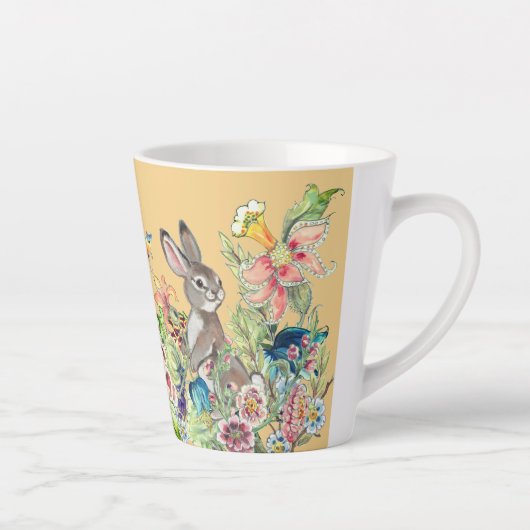 Tasse Latte Lapin Whimsical Gold Chinoiserie Floral Bunny (Droite)