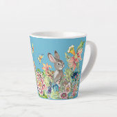 Tasse Latte Lapin Whimsical Turquoise Chinoiserie Floral (Angle droit)