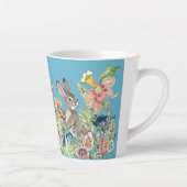 Tasse Latte Lapin Whimsical Turquoise Chinoiserie Floral (Droite)
