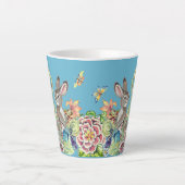 Tasse Latte Lapin Whimsical Turquoise Chinoiserie Floral (Devant)