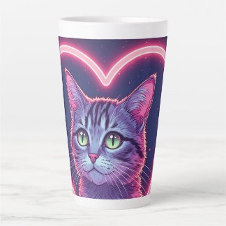 Tasse Latte L'art de l'amour félin lumineux | Cadeau romantiqu