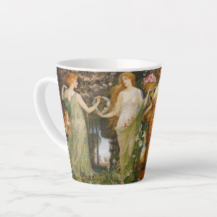 Tasse Latte L'art floral de la déesse des quatre saisons victo