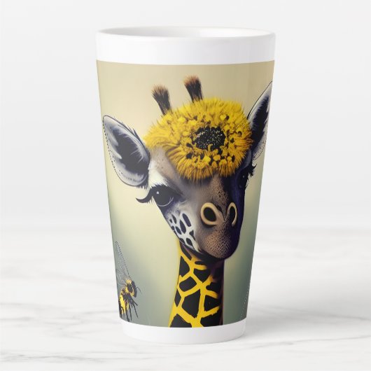 Tasse Latte L'Art numérique de la girafe bourde (Devant)
