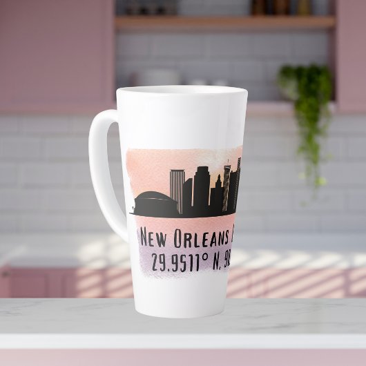 Tasse Latte Latitude et longitude de la ligne Skyline de la vi