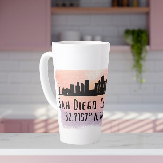 Tasse Latte Latitude et longitude de San Diego City Skyline