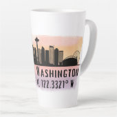 Tasse Latte Latitude et Longitude de Seattle City Skyline (Angle droit)