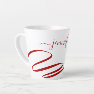 Tasse Latte Latte d'accentuation blanche rouge moderne