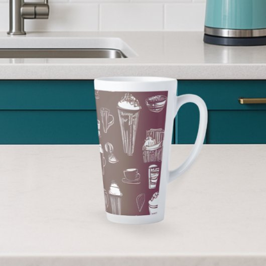 Tasse Latte Latte de café sur Arrière - plan de couleur café