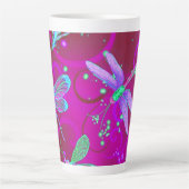 Tasse Latte Latte des libellules roses de Neon (Devant)