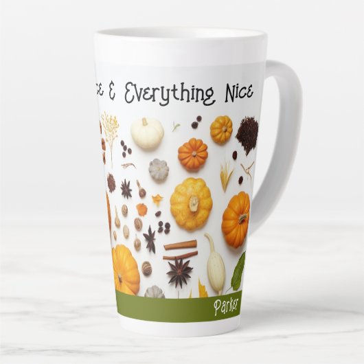 Tasse Latte Latte du monogramme citrouille d'épices (Angle droit)