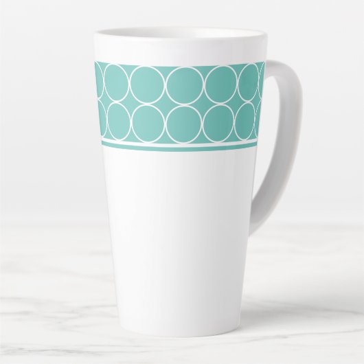 Tasse Latte Latte Mug-Aqua et points blancs (Angle droit)