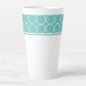 Tasse Latte Latte Mug-Aqua et points blancs (Devant)