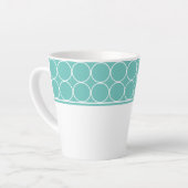 Tasse Latte Latte Mug-Aqua et points blancs (Angle gauche)