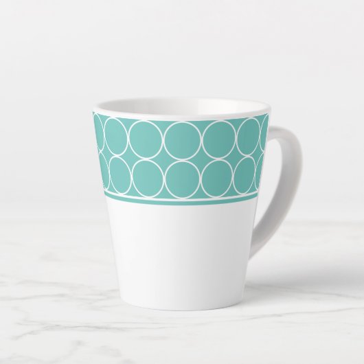 Tasse Latte Latte Mug-Aqua et points blancs (Angle droit)