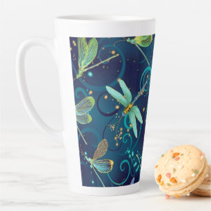 Tasse Latte Latte Turquoise des libellules
