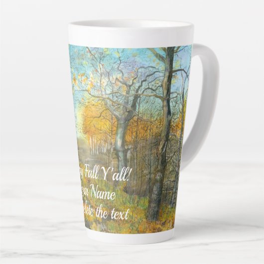 Tasse Latte L'automne doré dans une aquarelle en chênaie (Angle droit)