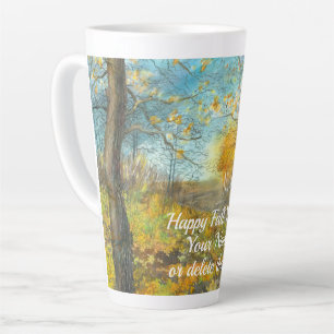 Tasse Latte L'automne doré dans une aquarelle en chênaie
