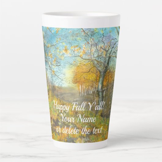 Tasse Latte L'automne doré dans une aquarelle en chênaie (Devant)