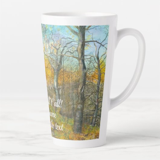 Tasse Latte L'automne doré dans une aquarelle en chênaie (Droite)