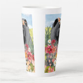 Tasse Latte LAVAGE EN noir clair - Chien de Chow bleu (Devant)