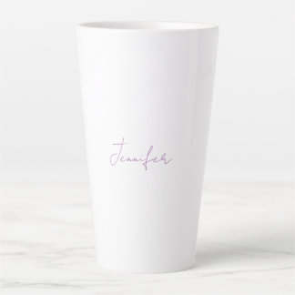 Tasse Latte Lavande Calligraphie Élégante Plaque Nom simple