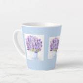 Tasse Latte Lavande florale à l'aquarelle perdue peinte à la m (Angle gauche)