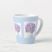 Tasse Latte Lavande florale à l'aquarelle perdue peinte à la m (Angle droit)