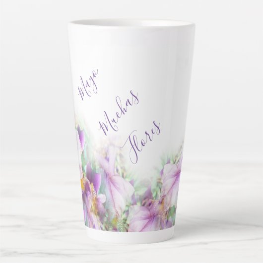 Tasse Latte LavishlySur Muchas Flores Mayo Purple Irises Swain (Devant)