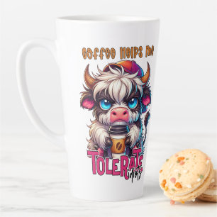 Tasse Latte Le café m'aide à tolérer les idiots 