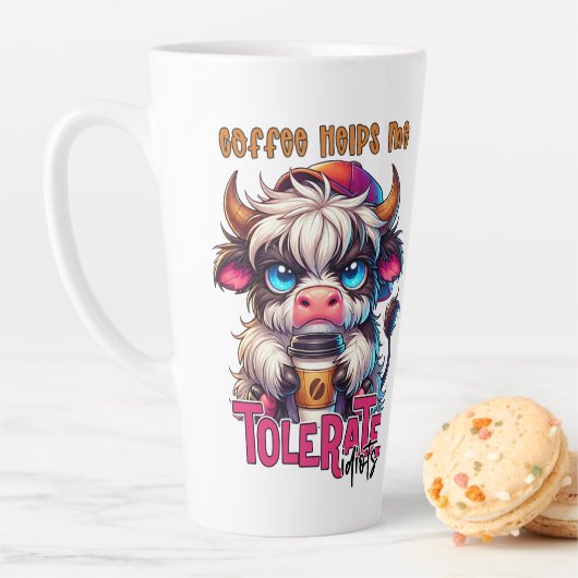 Tasse Latte Le café m'aide à tolérer les idiots  (En situation)