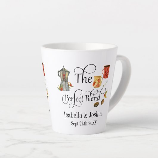 Tasse Latte Le Café Mariage Whimsical Mélange Parfait (Angle droit)