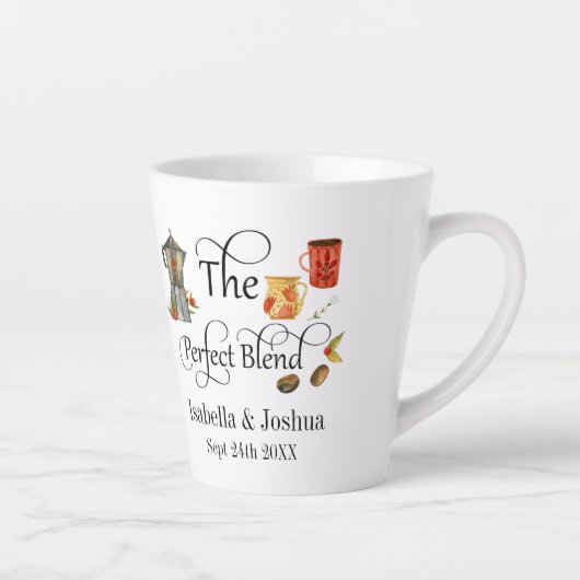 Tasse Latte Le Café Mariage Whimsical Mélange Parfait (Droite)